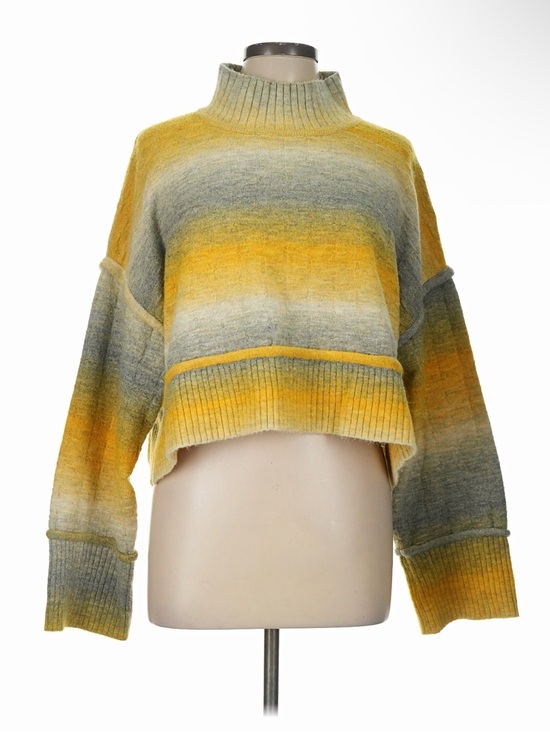 Anthropologie Sweaters - Pilcro Anthropologie Cropped Ombre Mock Neck Sweater Yellow Gray L